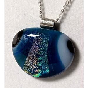 Dichroic pendant +  18" SP chain Handmade NWT Pendant 1" x 11/8'